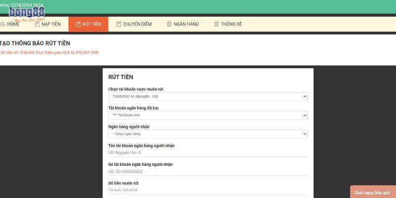 Hướng dẫn rút tiền Bong88 nhanh gọn lẹ  1 Rút tiền tại nhà cái Bong88 dễ dàng với 5 bước